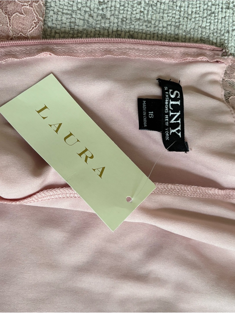 SLNY Dusty Rose Lace and Sequin Midi Dress - Picture 7 of 9